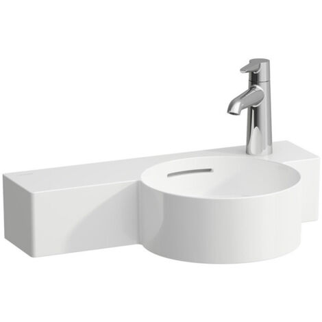 Lavamani VAL 550x315 mm, ripiano sinistro bianco monoforo destro, con troppopieno LAUFEN