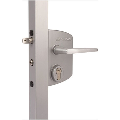 Serrure industrielle grise 4 trous Mont.f.40-60mm profil LOCINOX