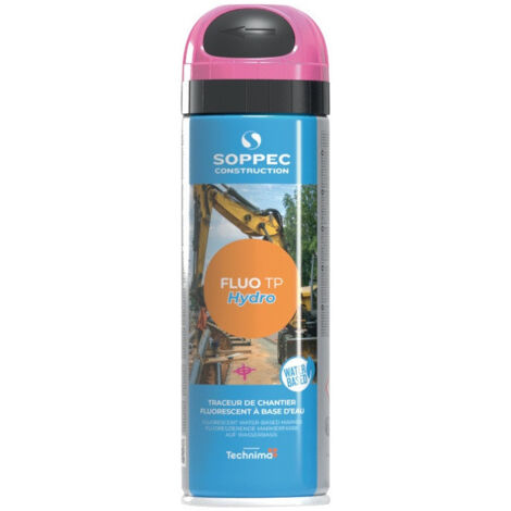 Spray de marquage de chantier Fluo TP Hydro rose fluo 500ml bombe aérosol SOPPEC (Par 12)