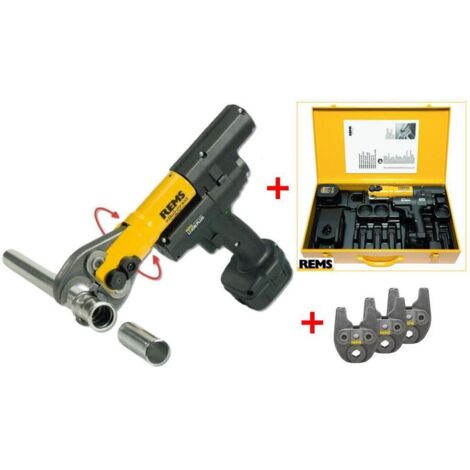 Rems - Pressatrice Mini Press A Batteria Li-Ion Completa Di Valigetta E 3 Pinze Matrici Th 16-20-26