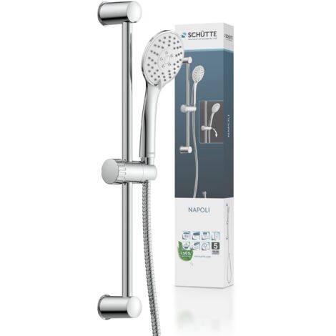 Schütte 64830 Napoli-Set doccetta, Asta Doccia con soffione, 4 Tipi di Getto, Cromato, Cromo (1/5)