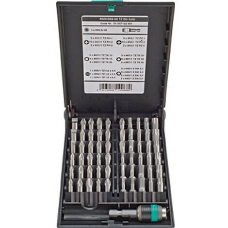 Wera 8600/889-60 TZ Bit-Safe 05057122001 Kit inserti 61 parti Taglio, Croce Phillips, Croce Pozidriv, Brugola interna,