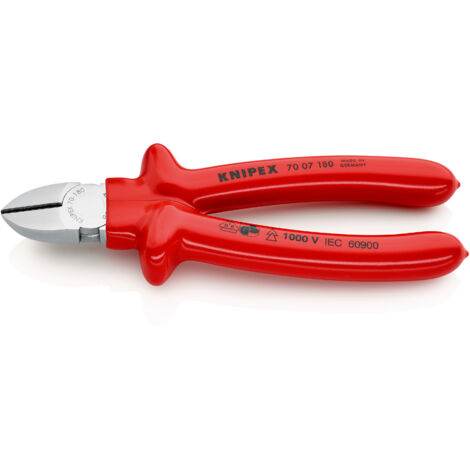 KNIPEX 70 07 180 Tronchese laterale isolati ad immersione, collaudati VDE cromata 180 mm