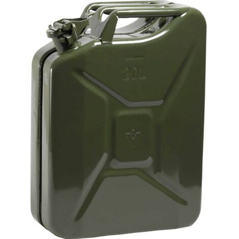 Bidone per carburante 20l verde oliva RAL 6003 acciaio blu 0,9mm L345xP165xH470mm