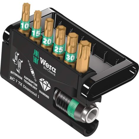 Wera 05057415001 Assortimento di Bit, Set di 7 Pezzi, Bit-Check 7