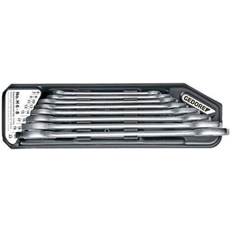 H 6-8 Set di chiavi doppie a forchetta con supporto 8 pezzi 6-22 mm (1/3)