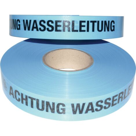 Nastro di segnalazione per tracce con scritta Attenzione conduttura acqua B.40mm L.250m blu