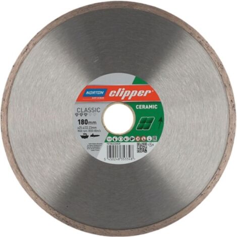 Disco da taglio diamantato Classic Ceram D.180mm trapano 25,4 / 22,23mm 1,7mm 7mm NORTON