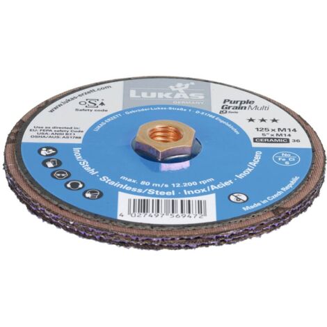 Disco abrasivo compatto Purple Grain Multi D125mm K.36 ger.CO M14 LUKAS (Per 10) (1/3)