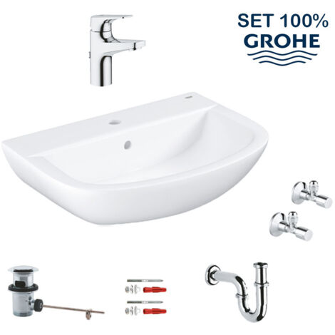 Lavabo in ceramica 39644 60cm / BauFlow EHM bianco alpino / cromo (1/5)