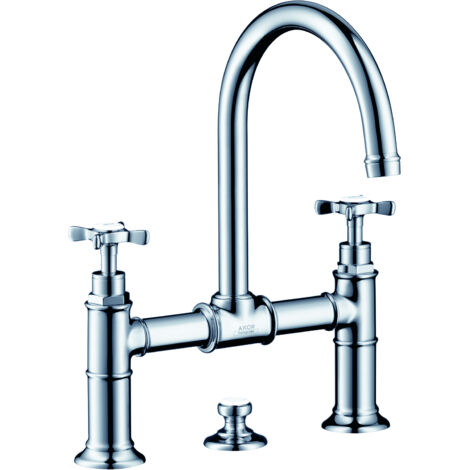 Miscelatore monocomando lavabo 220 con ponte e piletta cromata (1/5)