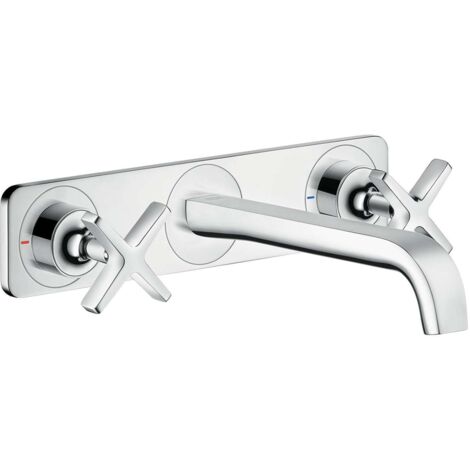 Completo lavabo 3 fori sospeso, piletta libera cromata (1/4)