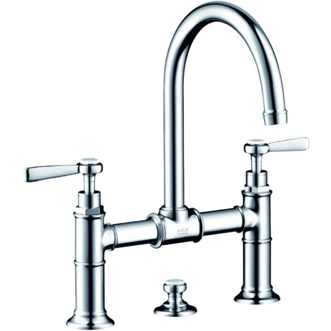 Miscelatore monocomando lavabo 220 con maniglie a leva e piletta cromata (1/4)