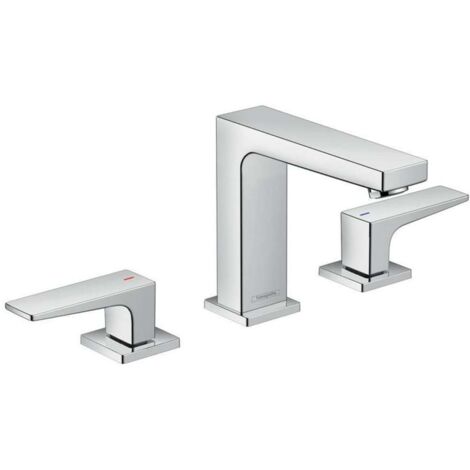 Miscelatore monocomando lavabo 110, 3 fori, maniglie a leva, piletta push-open cromata (1/3)