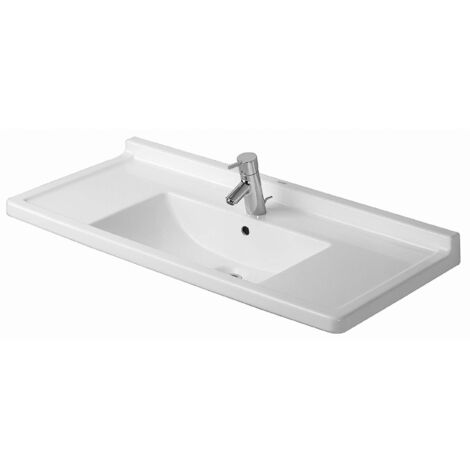 Duravit STARCK 3 lavabo con piano rubinetto troppopieno 1 foro rubinetto 1050x485mm bianco (1/4)