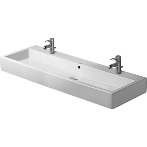 Lavabo Duravit VERO con piano rubinetteria troppopieno 1200x470mm 2 fori rubinetteria bianco (1/4)