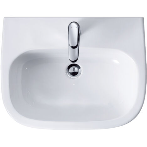 Duravit D-CODE MED lavabo senza troppopieno con piano rubinetteria 600x460mm 1 foro rubinetteria bianco (1/5)