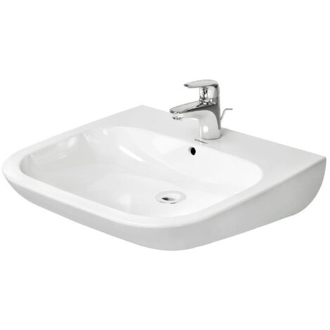 Duravit D-CODE VITAL lavabo con piano rubinetteria troppopieno 600x550mm 1 foro rubinetteria bianco (1/5)