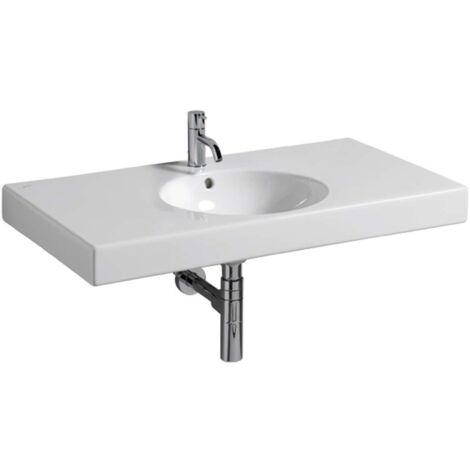 Geberit Preciosa II Lavabo con mensola, 90x50cm, foro rubinetto centrale, Bianco (1/4)