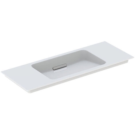 Lavabo Geberit ONE Furniture, scarico orizzontale, compatto, 105x40cm, senza foro per rubinetteria, troppopieno nascosto, bianco, KeraTect, cromo lucido (1/5)