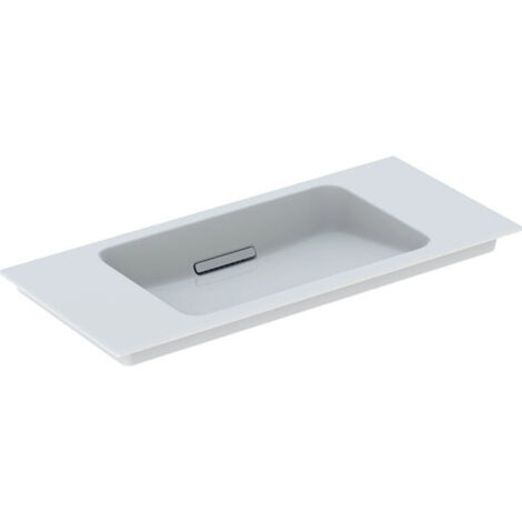 Lavabo Geberit ONE Furniture, scarico orizzontale, compatto, 90x40cm, senza foro per rubinetteria, troppopieno nascosto, bianco, KeraTect, bianco lucido (1/5)