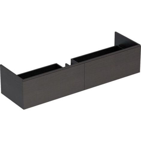 Base lavabo Geberit Xeno² in materiale minerale, con due cassetti: Larghezza 159,5 cm, Altezza 35 cm, Profondità 47,3 cm, Grigio Scultura / Melaminico strutturato legno (1/5)