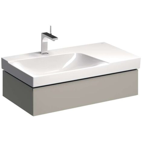 Base per lavabo Geberit Xeno² con ripiano, con un cassetto: Larghezza 88cm, Altezza 22cm, Profondità 46,2cm, Greige / Laccato opaco, Larghezza lavabo : 90cm (1/3)