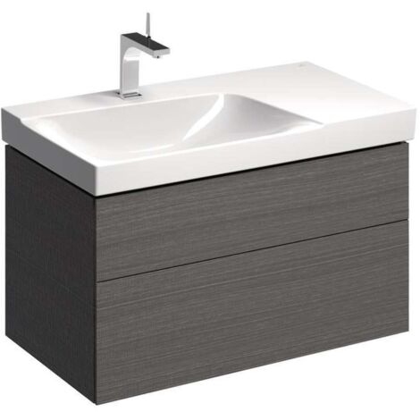 Base lavabo Geberit Xeno² con ripiano, con due cassetti: Larghezza 88 cm, Altezza 53 cm, Profondità 46,2 cm, Grigio Scultura / Melaminico strutturato in legno, Larghezza lavabo : 90 cm (1/2)