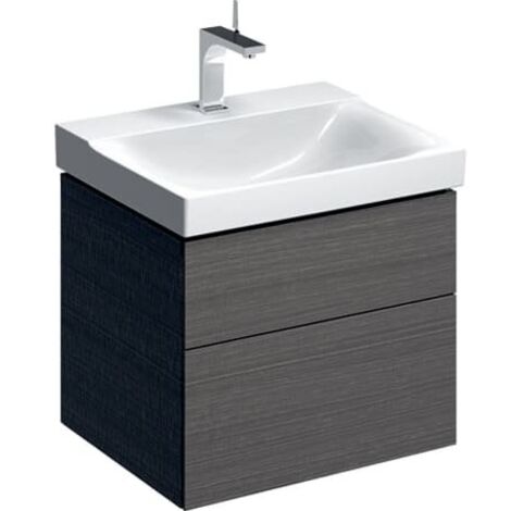 Base lavabo Geberit Xeno², con due cassetti: Larghezza 58 cm, Altezza 53 cm, Profondità 46,2 cm, Grigio Scultura / Melaminico strutturato legno (1/2)