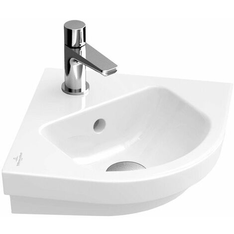 Lavandino bagno piccolo in ceramica sanitaria KW302 - 45,5 x 25 x 12 cm -  bianco lucido
