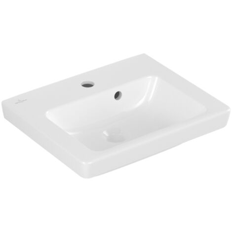 Lavamani, 450 x 370 mm, Rettangolare, per rubinetteria monoforo, forato, con troppopieno, Porcellana sanitaria White CeramicPlus (1/3)