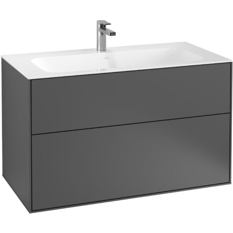 Finion, Mobili lavabo, 996 x 591 x 498 mm, Angolare, modello sospeso, In legno, Laccato Bianco Lucido (1/5)