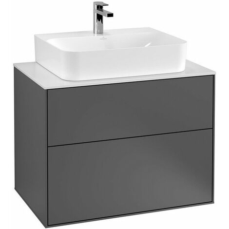 Finion, Mobile lavabo, 800 x 603 x 501 mm, Angolare, modello sospeso, In  legno, lavabo centrale