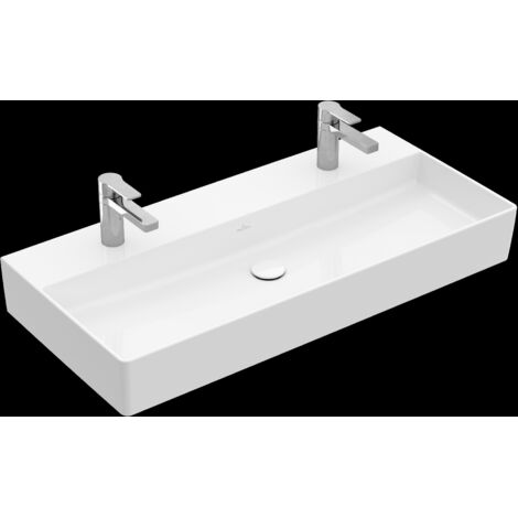 Memento 2.0, Lavabi a parete, 1000 x 470 mm, Rettangolare, modello da terra, per due rubinetti monoforo, fori per rubinetteria forati, con troppopieno, TitanCeram (1/2)
