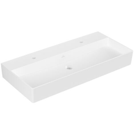 Memento 2.0, Lavabi sospesi, 1000 x 470 mm, Rettangolare, per due rubinetti monoforo, fori per rubinetteria forati, senza troppopieno, Si deve utilizzare una piletta che non si può chiudere o un ViFlo (1/2)