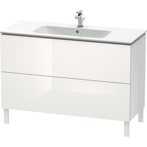 Mobile lavabo L-CUBE 1220x481x704mm bianco lucido mancanza (1/5)