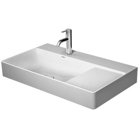 Duravit DuraSquare - Lavabo 80x47 cm, con 1 foro per miscelatore a sx, DuraCeram, bianco alpino 2348800041