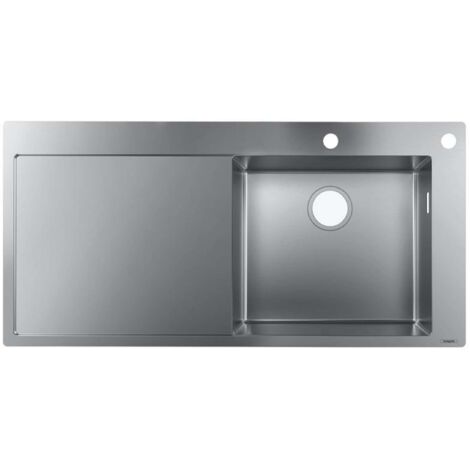 S717-F450 Lavello incasso 450 con gocciolatoio a 2 fori per rubinetto inox (1/5)