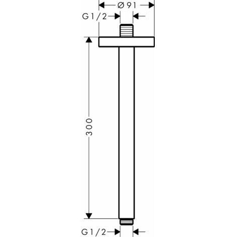 Braccio doccia S 300 mm nichel spazzolato a soffitto (1/2)