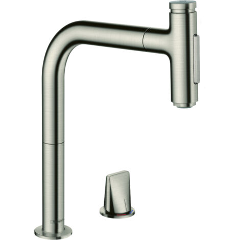 maniglia da cucina 200 con doccetta estraibile in look acciaio inox (1/3)