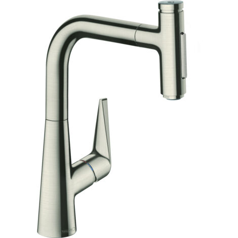 miscelatore cucina 220 con doccetta estraibile in look acciaio inox (1/3)