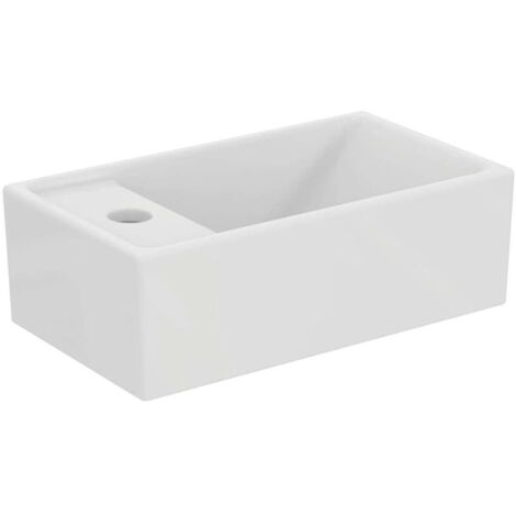 Lavamani EUROVIT + 370x210x120mm bianco 1 foro, con troppopieno, mensola a sinistra IDEAL STANDARD (1/4)