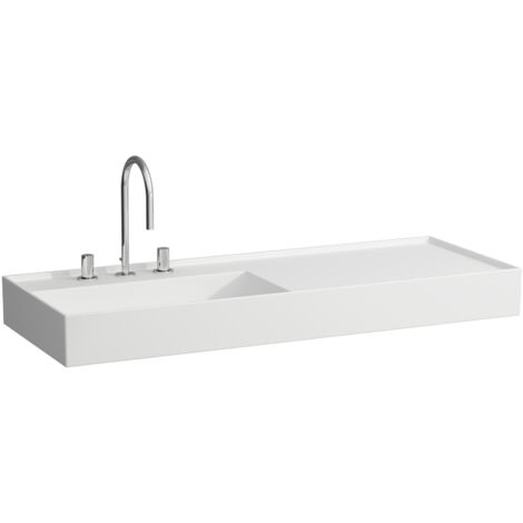 Lavabo KARTELL 1200 x 460 mm, ripiano a destra senza troppopieno, 2 fori per rubinetteria in bianco LAUFEN (1/5)