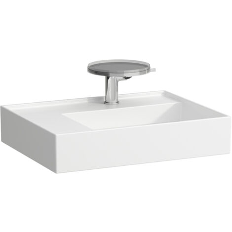 Lavabo KARTELL 600 x 460 mm, ripiano a sinistra senza troppopieno, 2 fori per rubinetteria in bianco LAUFEN (1/5)