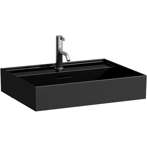 Lavabo da appoggio KARTELL 600 x 460 mm, fondo terra con troppopieno, 1 foro rubinetto nero LAUFEN (1/5)