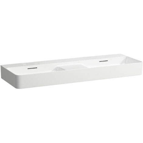 Lavabo doppio VAL 1200 x 400 mm, senza fori per rubinetteria, con LAUFEN opaco su bianco (1/3)