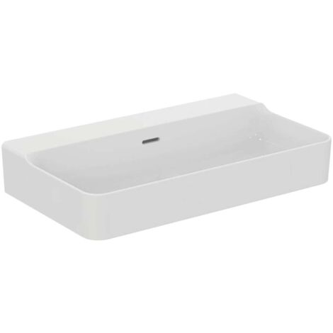 Lavabo CONCA 800x450x165mm, bianco sabbiato senza foro rubinetto, con troppopieno IDEAL STANDARD (1/5)