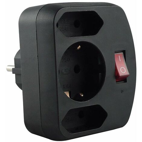 Adattatore con interruttore 2 + 1 corsie nere (per 6) (1/2)