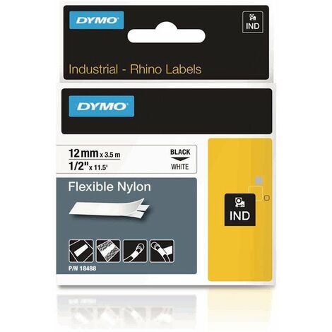 Nastro per etichette-L.12mm Nastro-L.5,5m Nastro in vinile nero su bianco DYMO (Per 5)