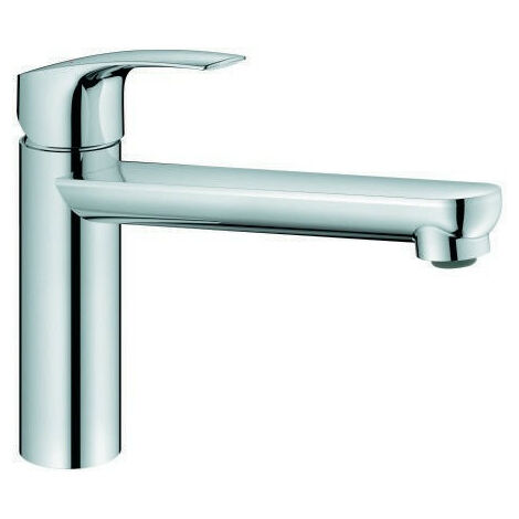 Miscelatore Monocomando Per Lavello Idro Bric – Bocca Alta Con Doccetta Orientabile In Silicone, Finitura Cromo E Bianco, Completo Di Flessibili